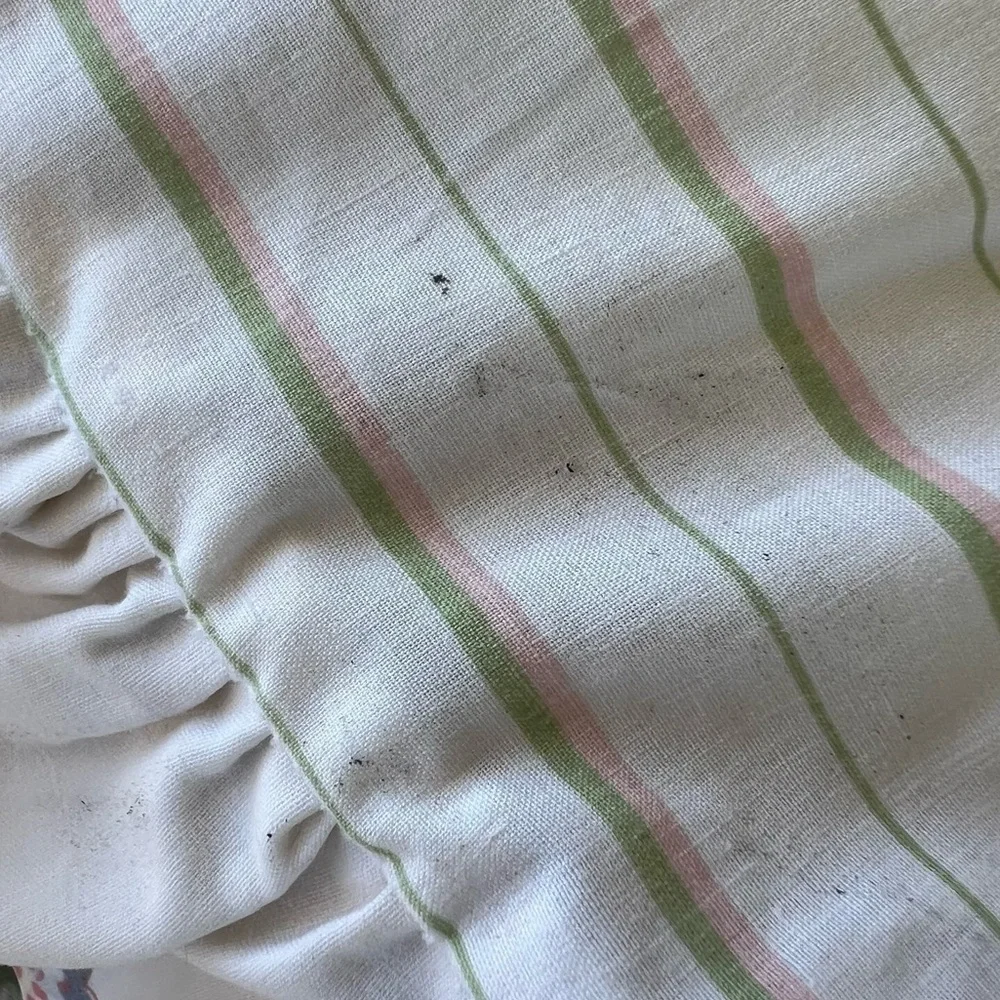 VTG 90s Laura Ashley Reversible Ruffled Twin Comforter Cottage Floral Stripe USA